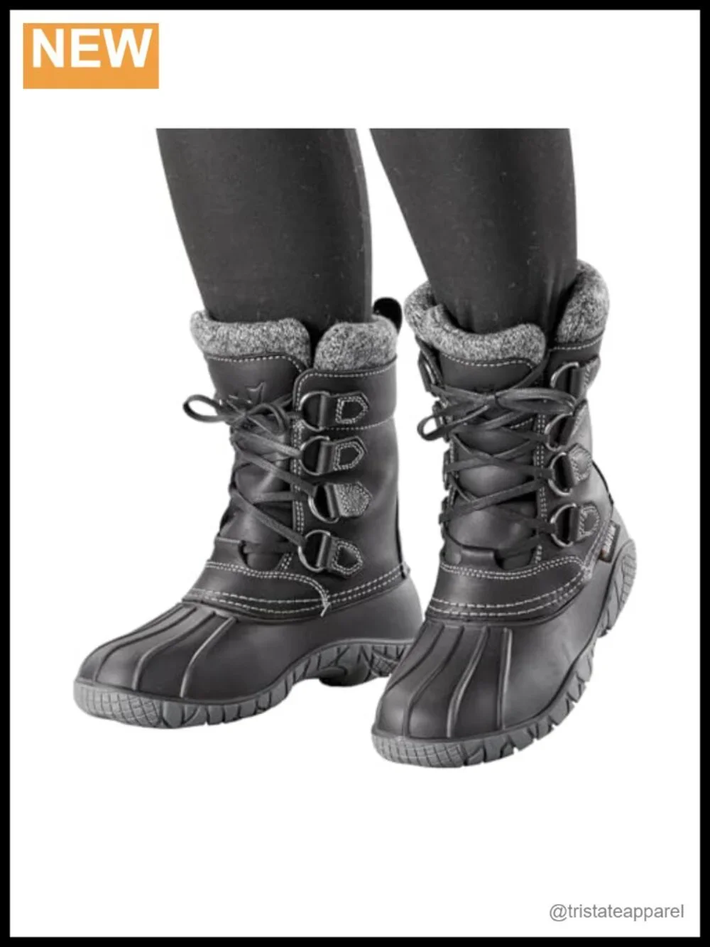 Women's Insulated Waterproof Winter Snow Boots Full-Grain Leather Mid-Height
